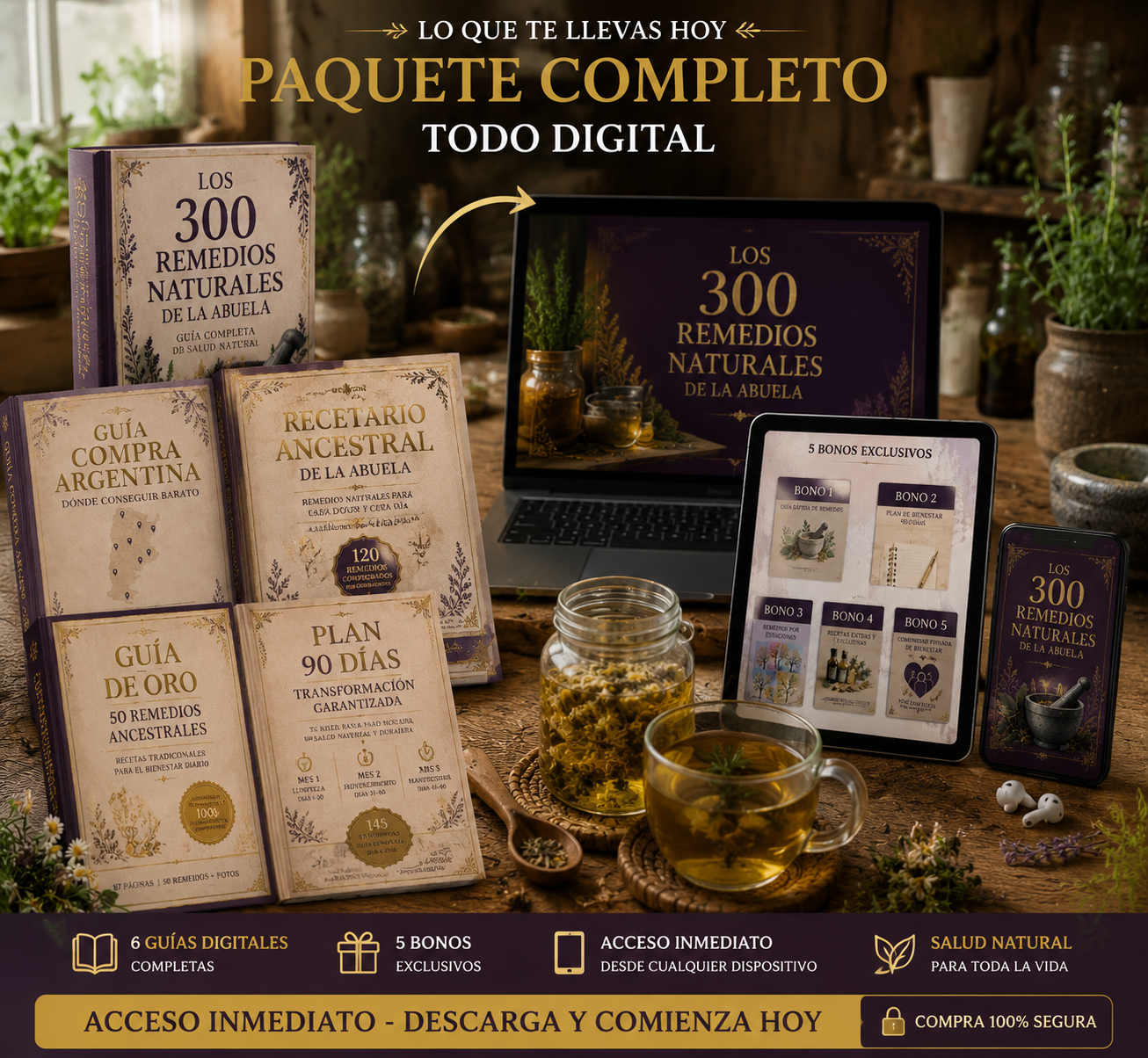 300 REMEDIOS NATURALES de la Abuela + 5 BONUS